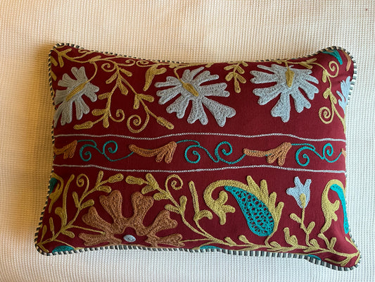 Jaipur burgundy rectangle cushion