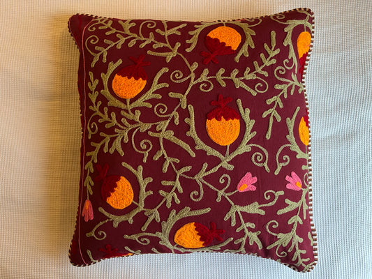 Jaipur burgundy square cushion
