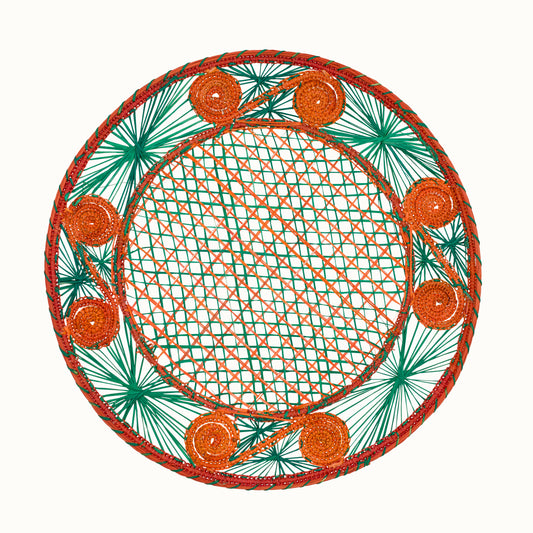 Iraca emerald green and orange placemat