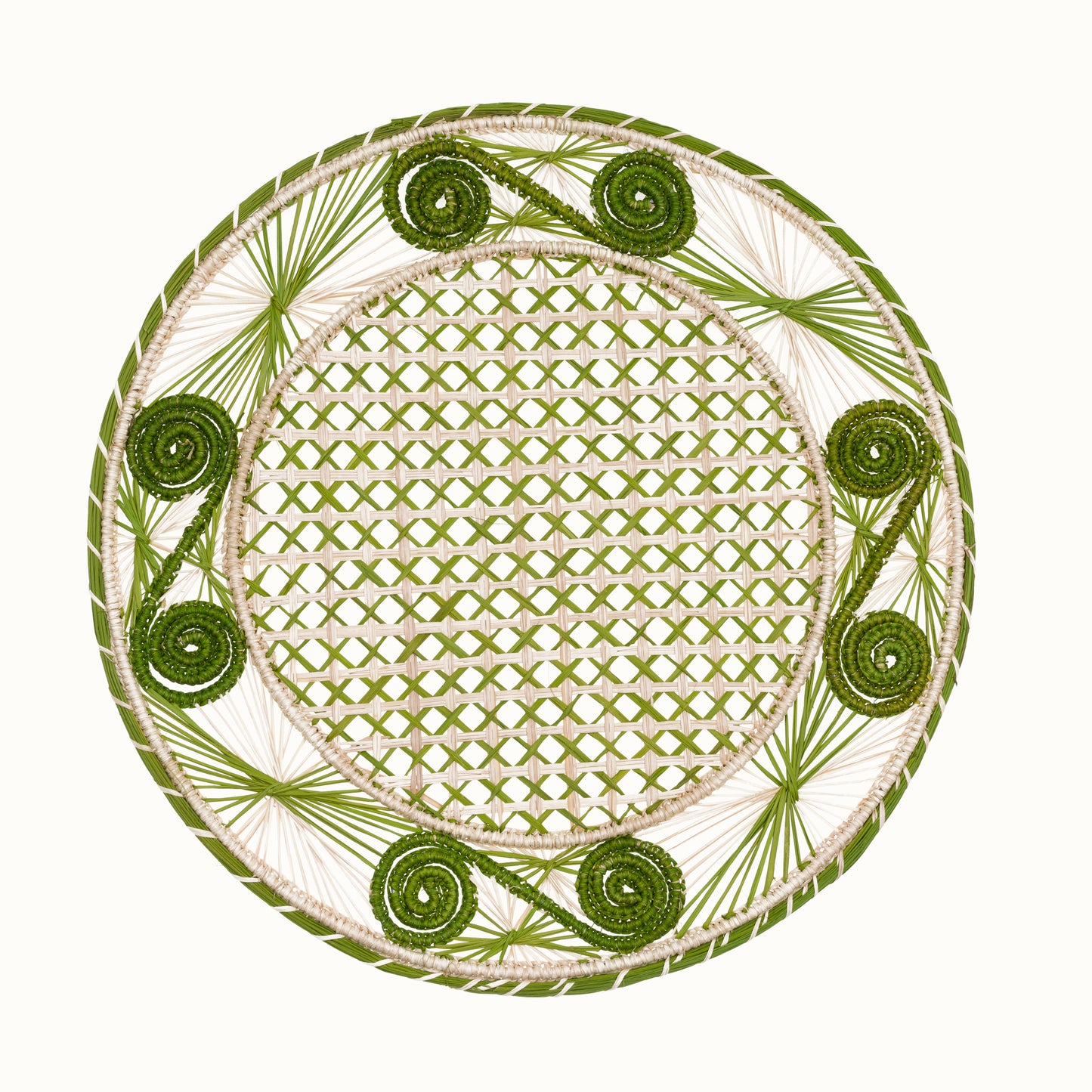 Iraca olive green and natural placemat