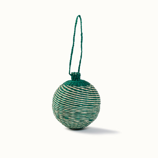 Feliz Navidad natural fine stripes and fir green