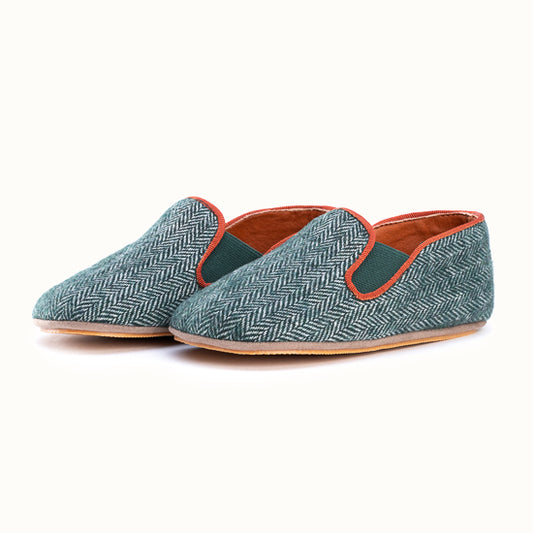 The Forest Green Tweed Slipper