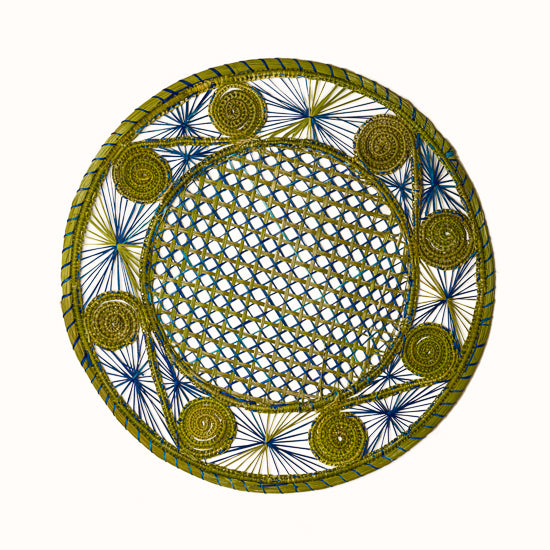 Iraca placemat olive green and blue
