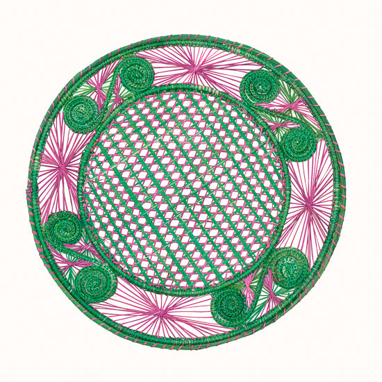 Iraca Emerald Green and Pink Placemat